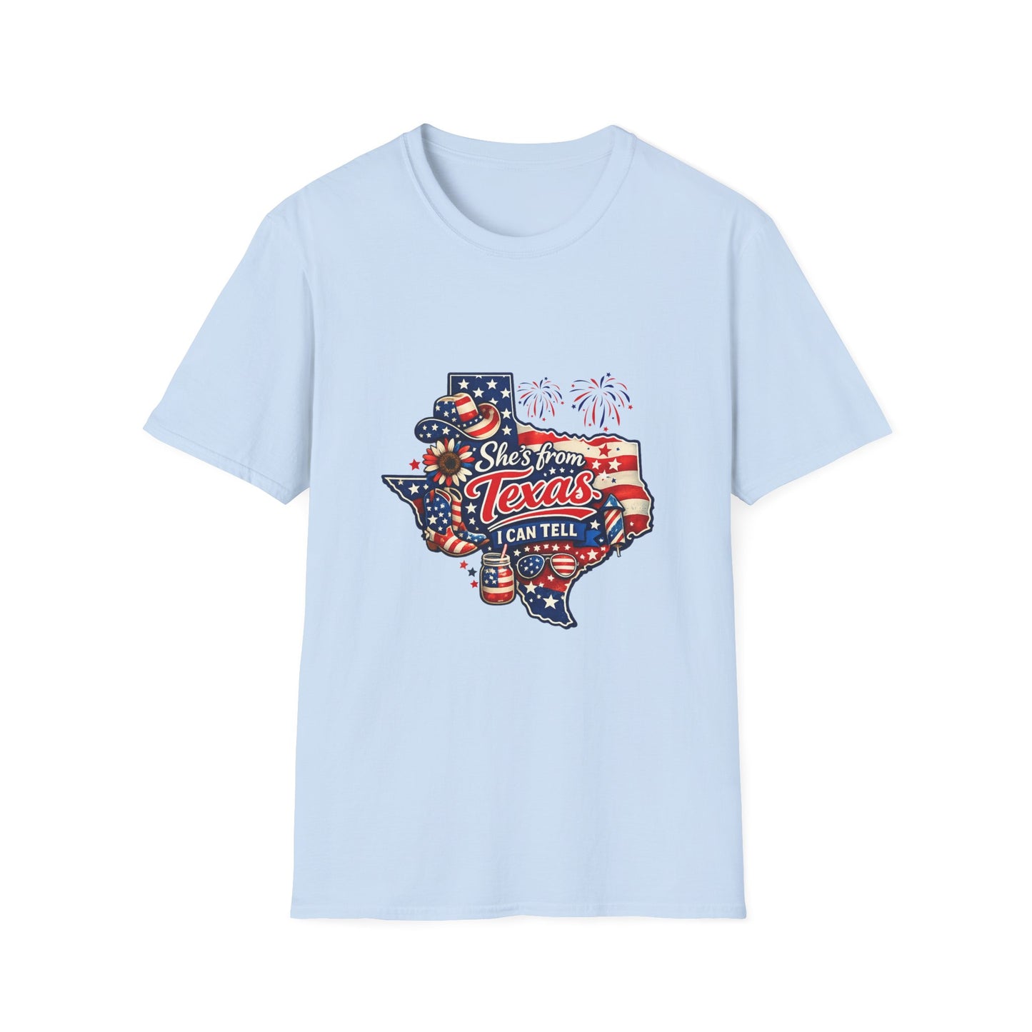 She's From Texas T-Shirt — Patriotic Texas State Graphic Tee