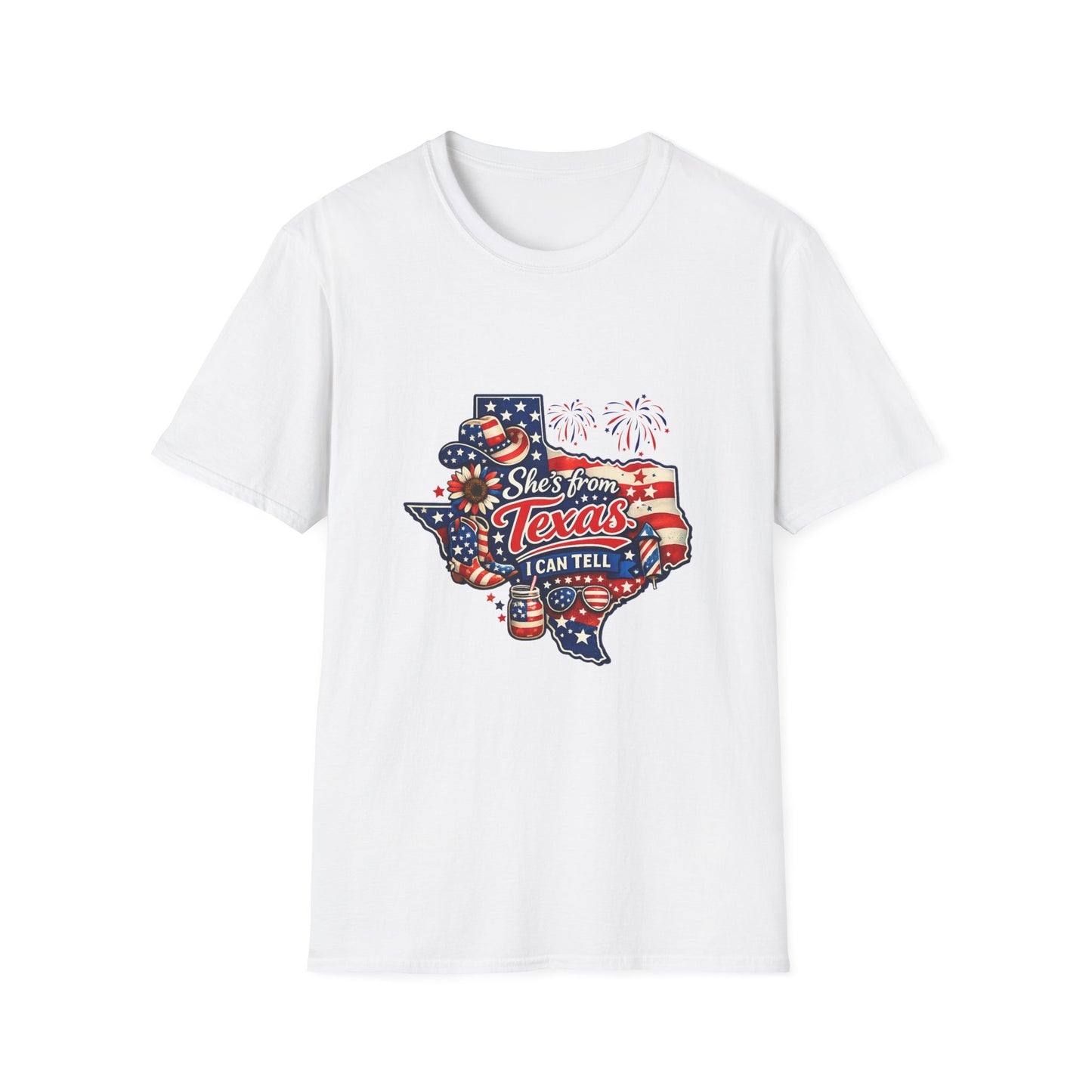 She's From Texas T-Shirt — Patriotic Texas State Graphic Tee