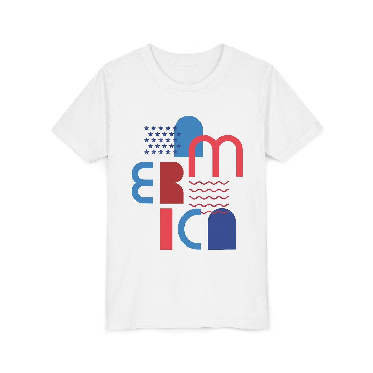 Youth Tee —'America' Graphic in Red, White & Blue