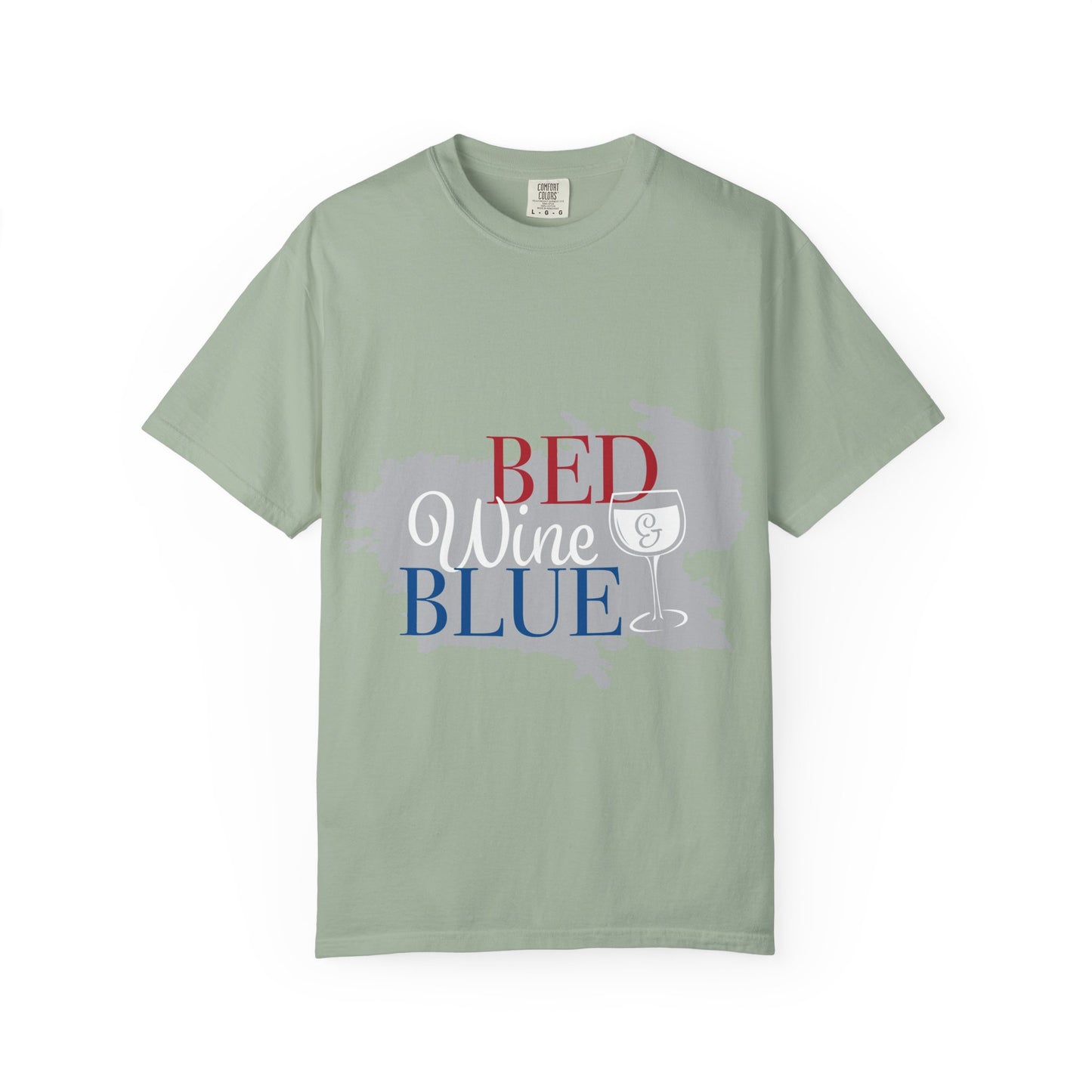 Bed Wine Blue T-Shirt — Patriotic Red White & Blue Wine Lover Tee