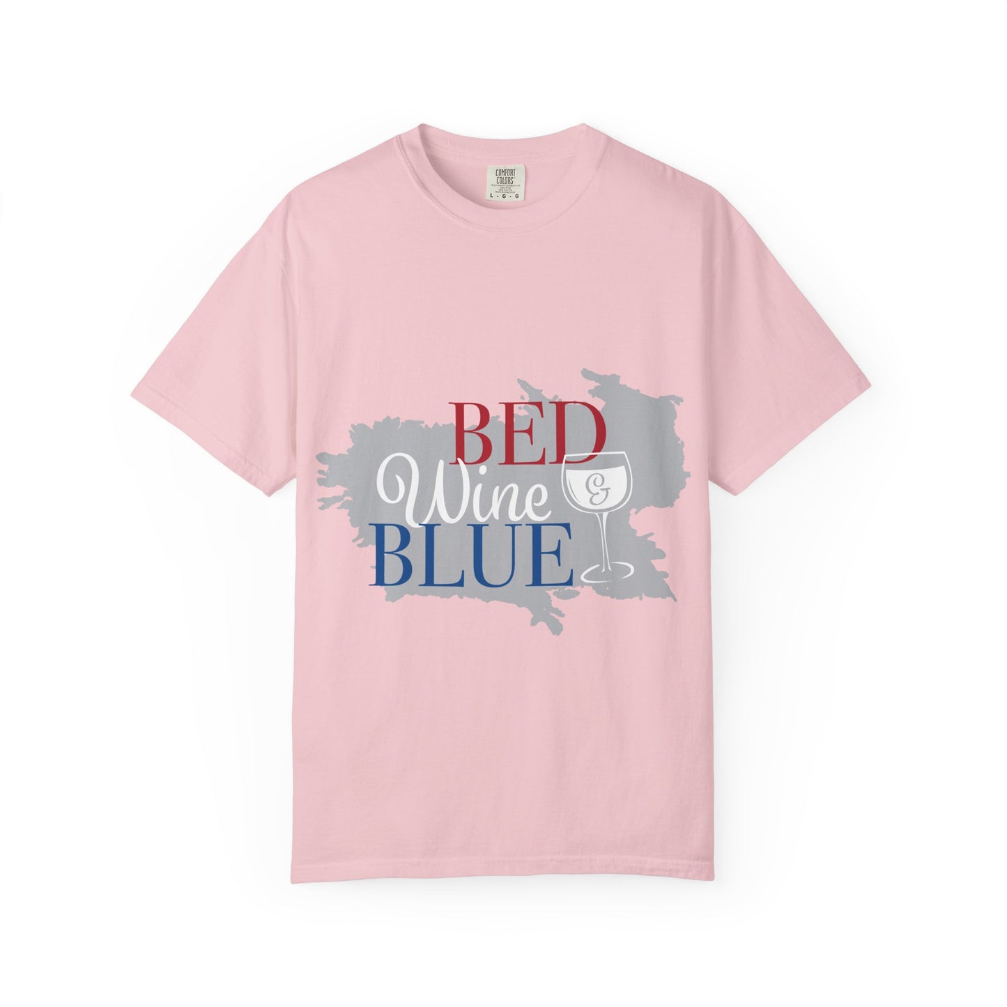 Bed Wine Blue T-Shirt — Patriotic Red White & Blue Wine Lover Tee