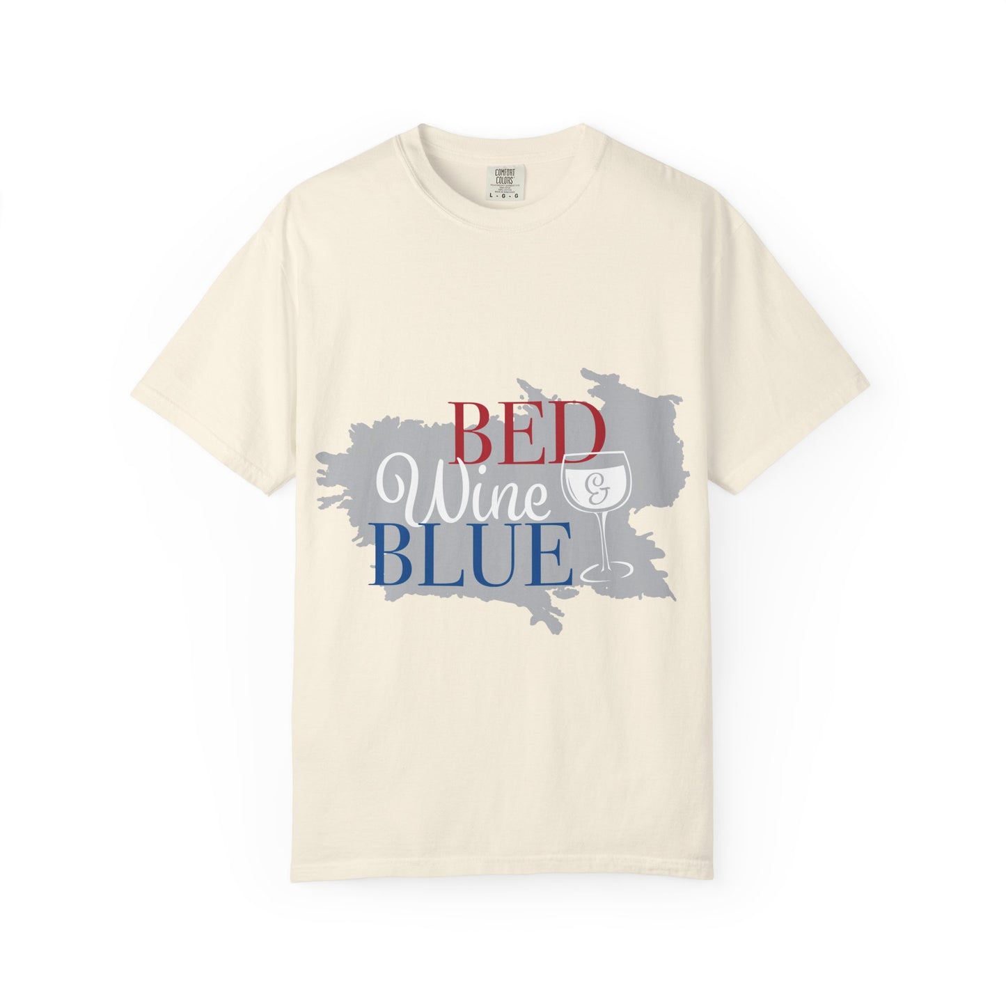 Bed Wine Blue T-Shirt — Patriotic Red White & Blue Wine Lover Tee