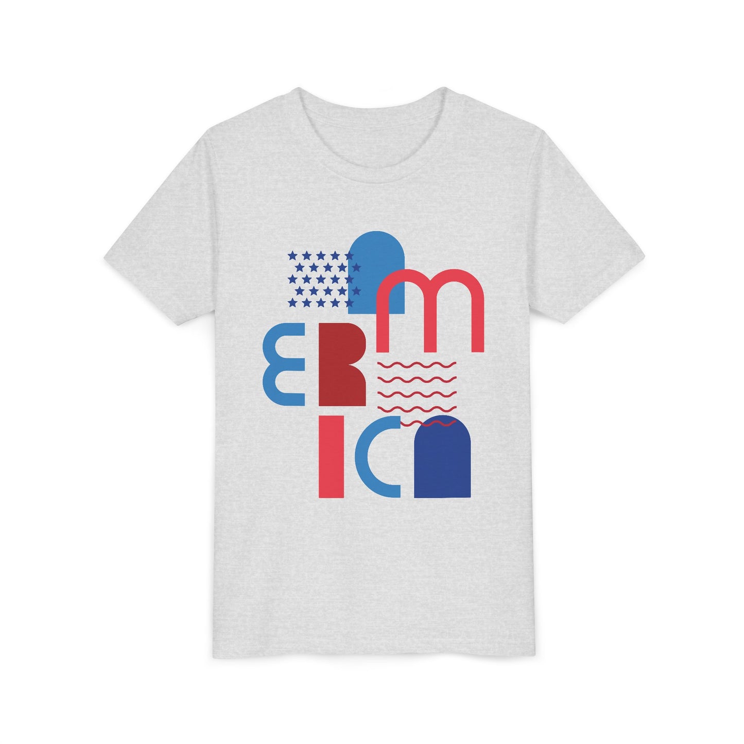 Youth Tee —'America' Graphic in Red, White & Blue