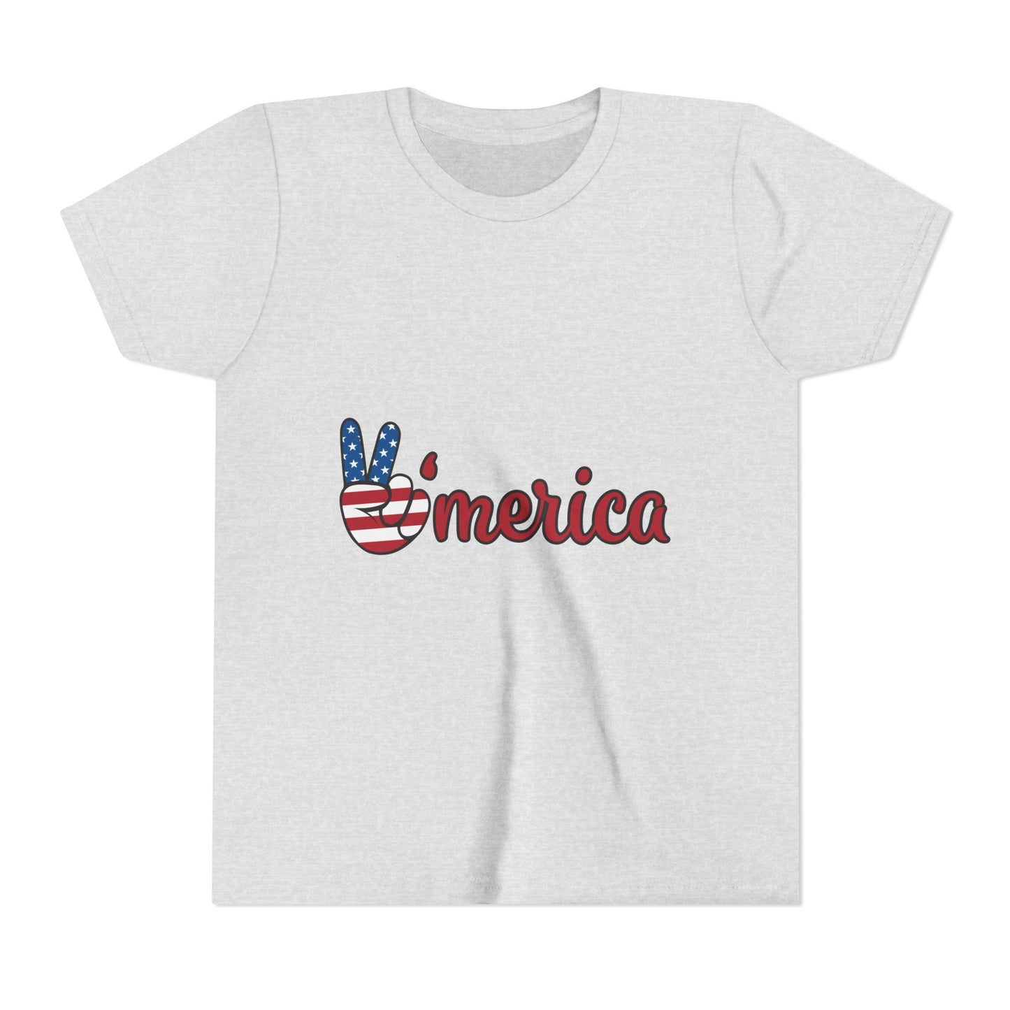 Youth Tee - 'Merica Peace Sign American Flag Patriotic Kids Shirt for 4th of July