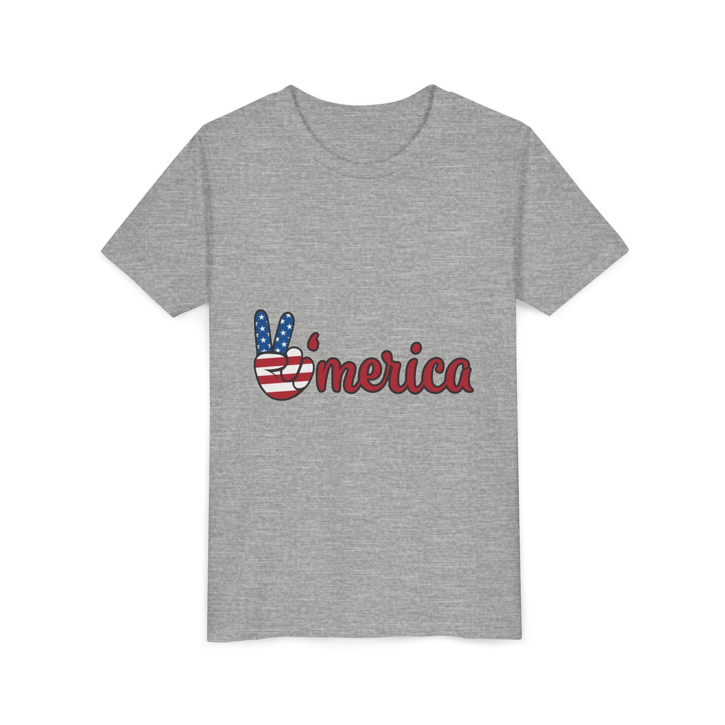 Youth Tee - 'Merica Peace Sign American Flag Patriotic Kids Shirt for 4th of July